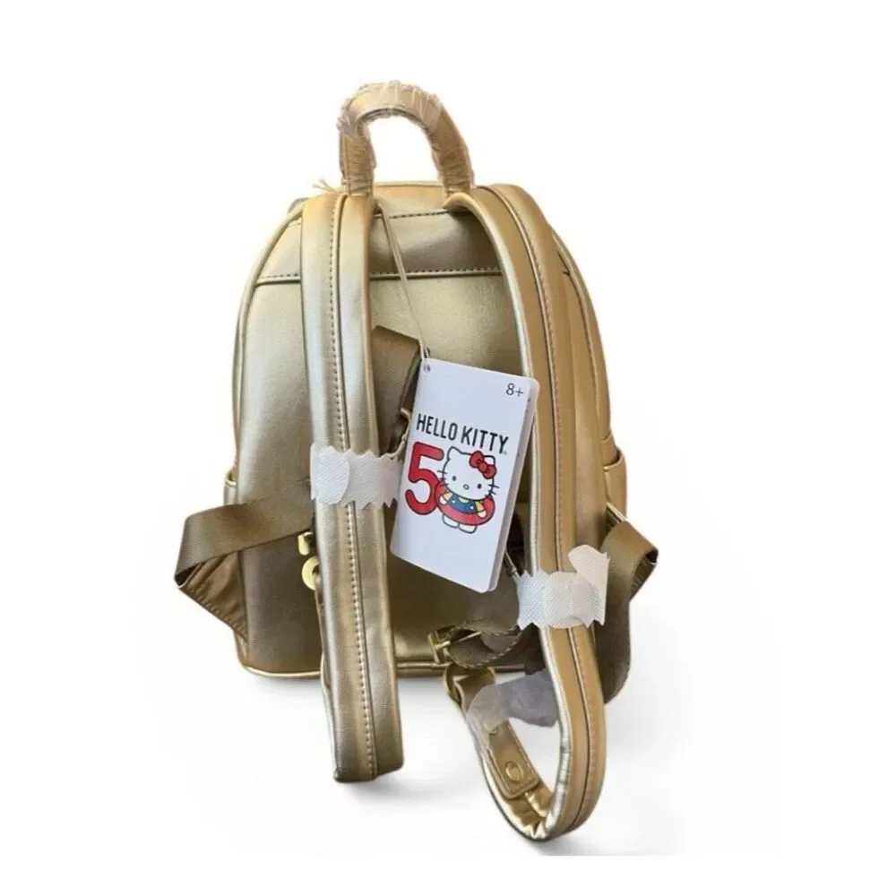Loungefly Sanrio Hello Kitty 50th Anniversary Gold Mini Backpack Ltd Edition NWT